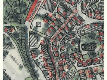 Der rote Bereich stellt in der Volmestraße den zu gewinnenden Parkraum da. Die Pfeile sollen die Fahrtrichtung markieren.