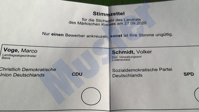 Marco Voge (CDU) und Volker Schmidt (SPD) kämpfen in der Stichwahl um das Amt des Landrats im Märkischen Kreis.